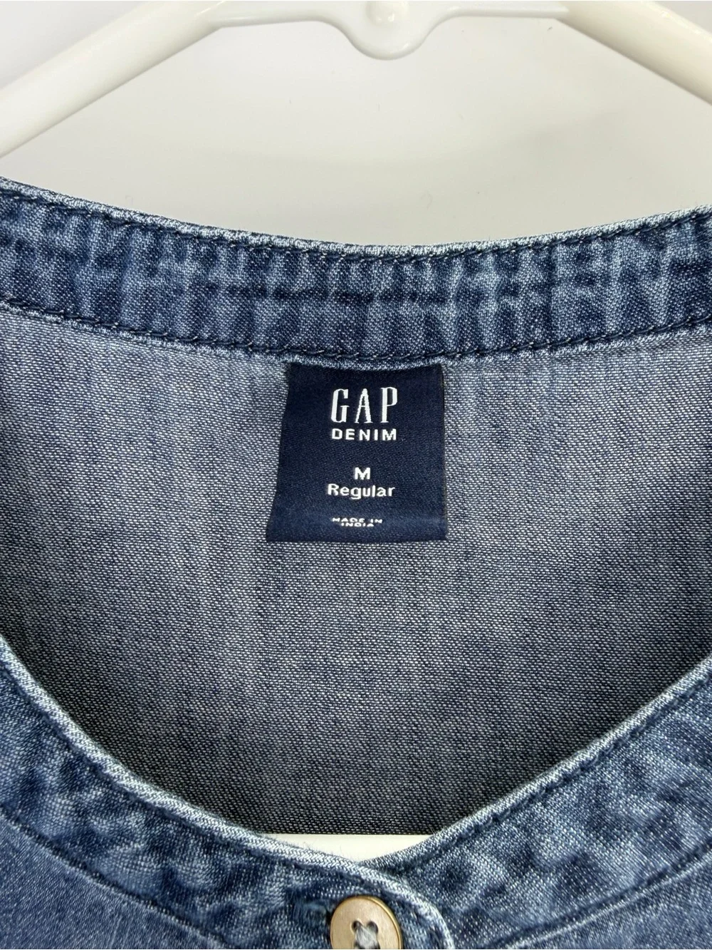 Gap Denim Kids Chambray Ruffle Drop Waist Long Sleeve Button Dress Size Medium
